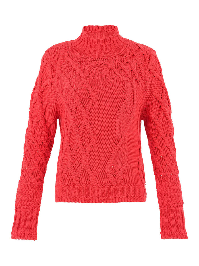 CABLE KNIT SWEATER-RED-DOLCEZZA