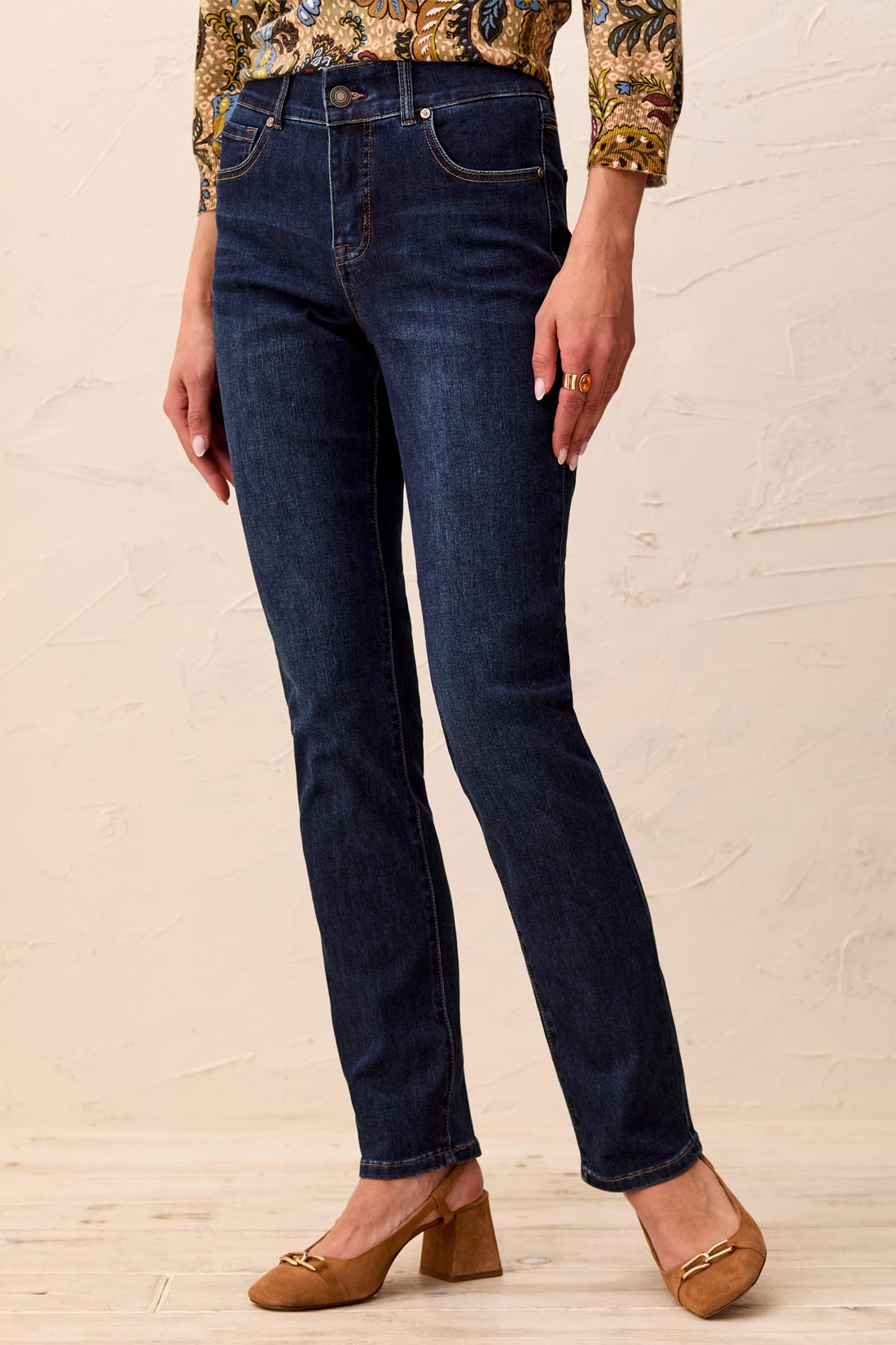 SOPHIA 5 POCKET CURVY STRAIGHT LEG JEAN-DEEP OCEAN-TRIBAL