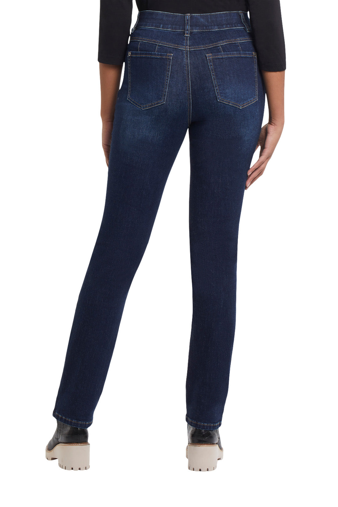 PETITE SOPHIA 5 POCKET CURVY STRAIGHT JEAN-DEEP OCEAN-TRIBAL