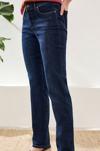 PETITE SOPHIA 5 POCKET CURVY STRAIGHT JEAN-DEEP OCEAN-TRIBAL