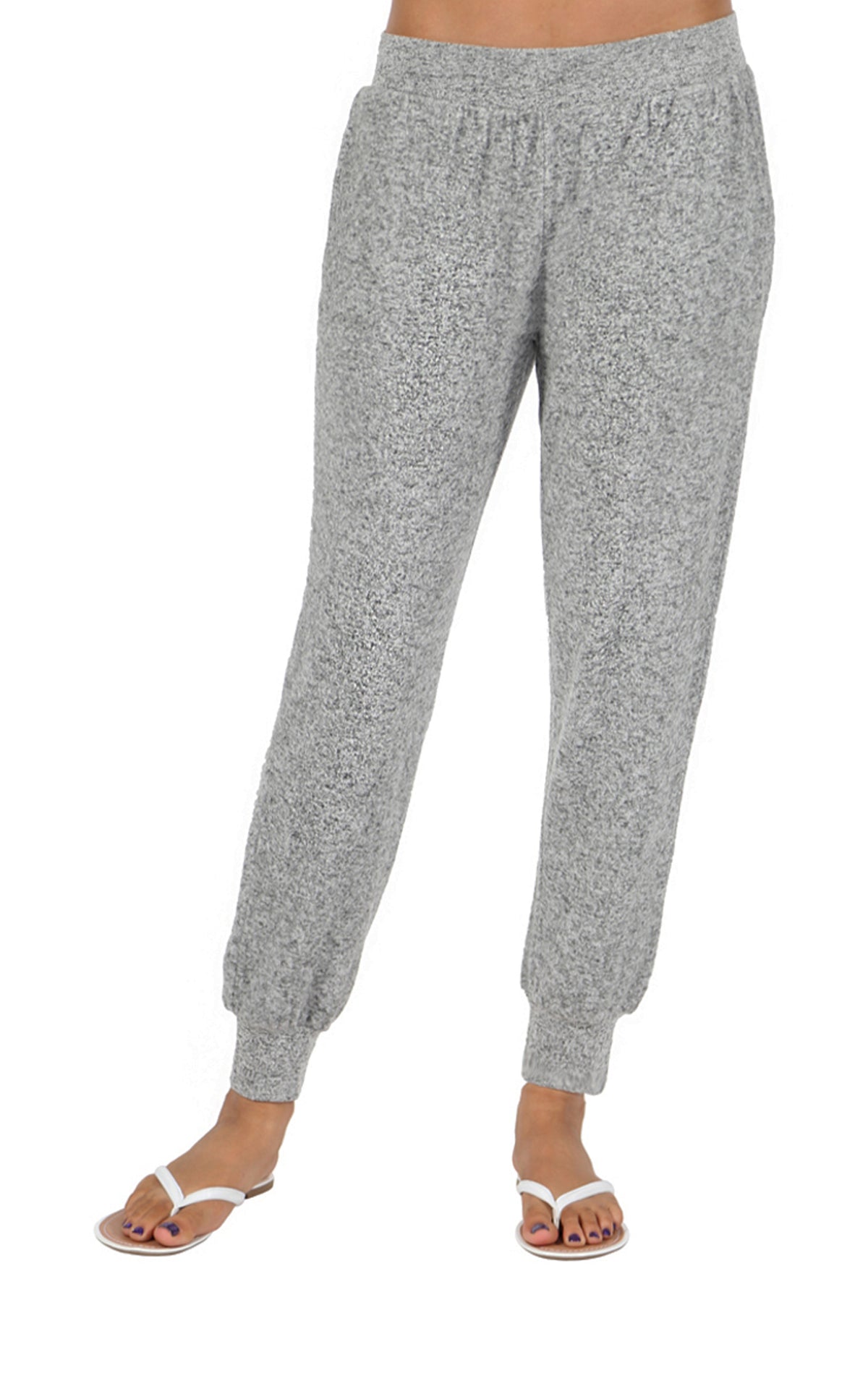 COZY JOGGER W/ POCKETS-HEATHER GREY-LA CERA