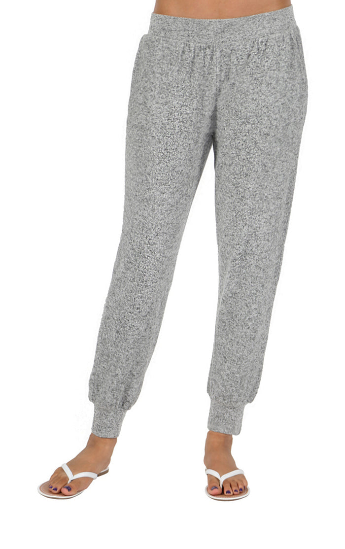 COZY JOGGER W/ POCKETS-HEATHER GREY-LA CERA