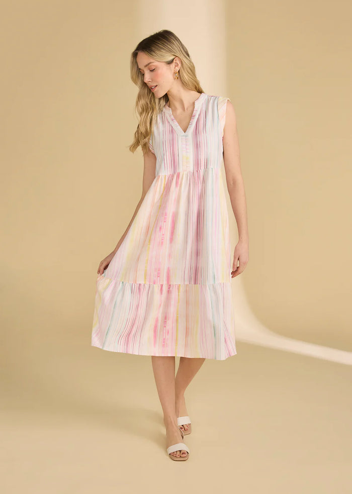 ALANA STRIPES TIER MIDI DRESS-FDJ FRENCH DRESSING