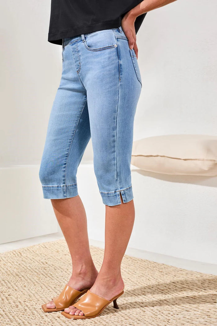 AUDREY BOUNDLESS PULL ON PEDAL PUSHER JEAN-COASTAL BLUE-TRIBAL