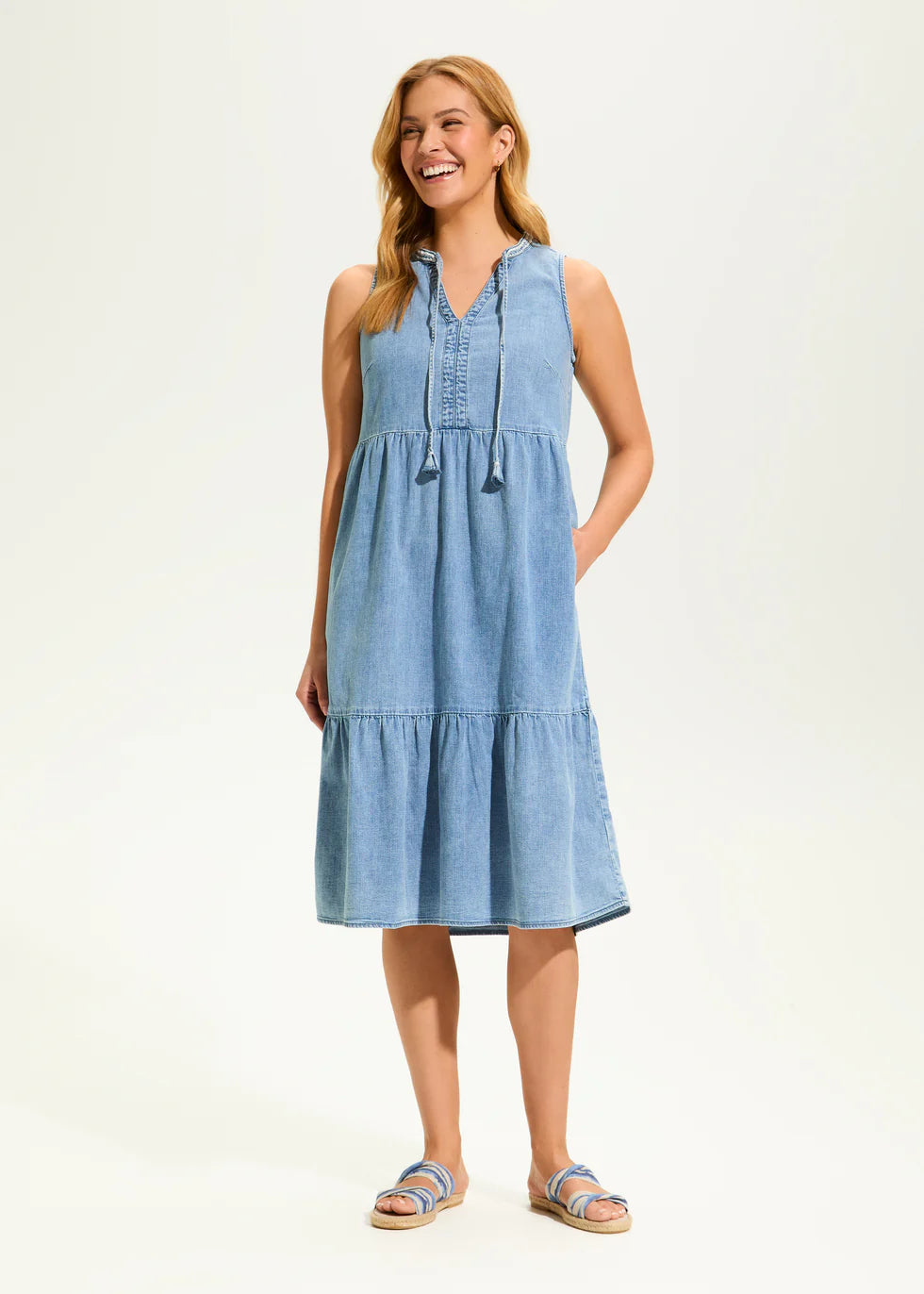 LIGHT DENIM TIER DRESS-FDJ FRENCH DRESSING JEANS