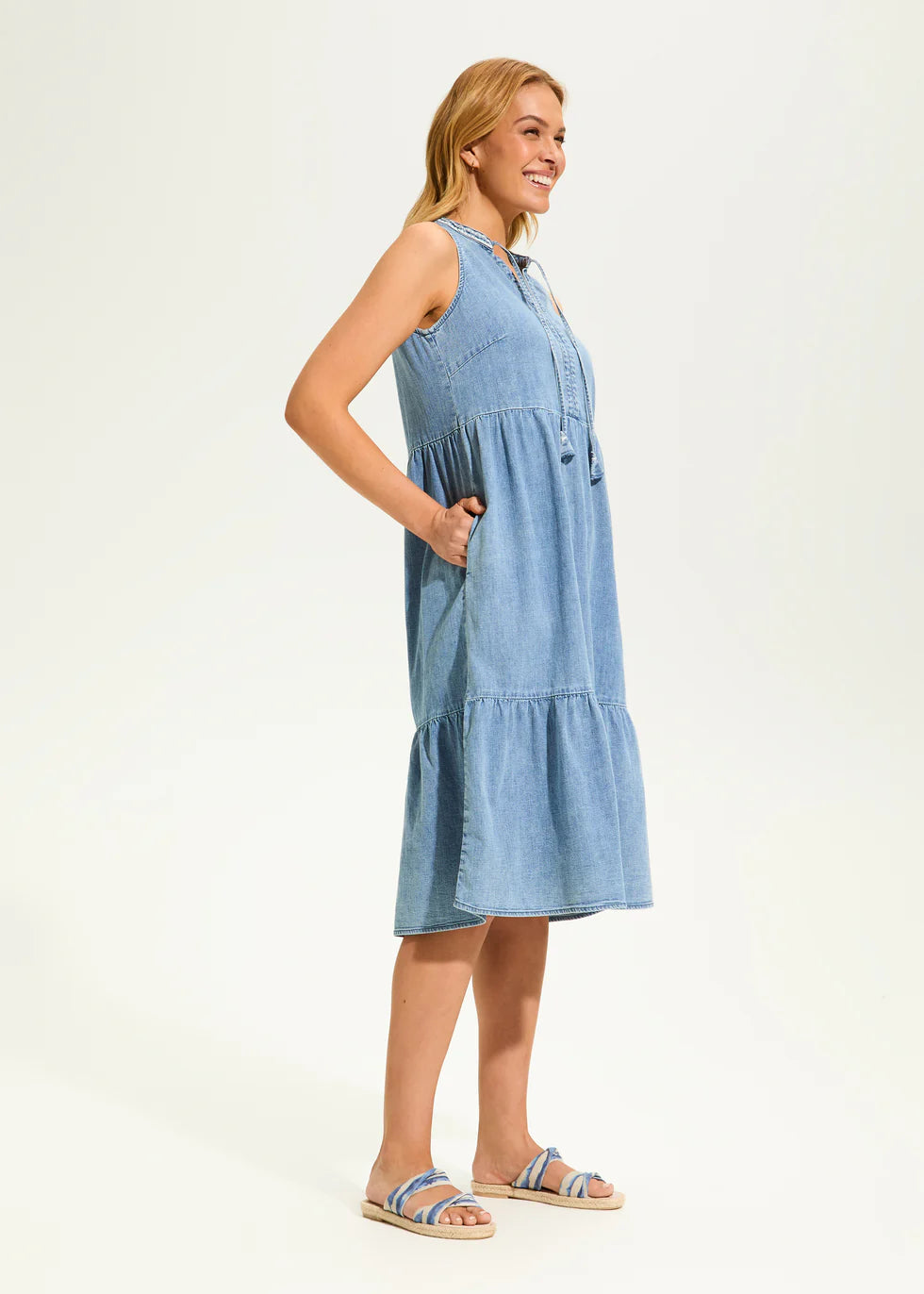 LIGHT DENIM TIER DRESS-FDJ FRENCH DRESSING JEANS