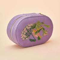 HUMMINGBIRD IN LAVENDER OVAL JEWELRY BOX-POWDER