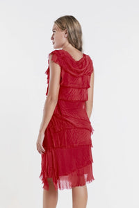 MARIANA SILK RUFFLE DRESS-ONE SIZE-TEES BY TINA