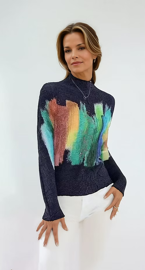 PAINT BRUSH BOATNECK TOP-VANITE COUTURE
