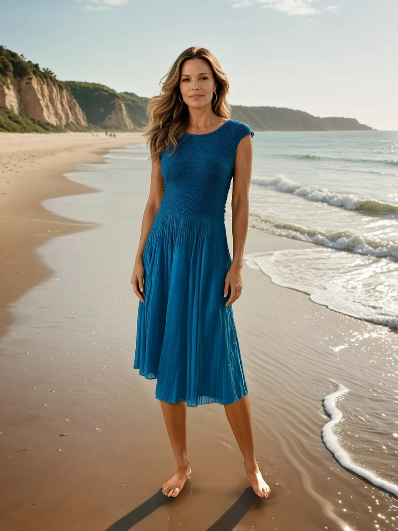 OMBRE BOATNECK CRINKLE TANK DRESS-VANITE COUTURE