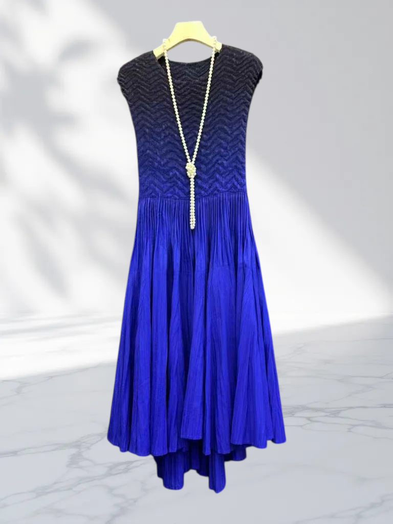 OMBRE BOATNECK CRINKLE TANK DRESS-VANITE COUTURE