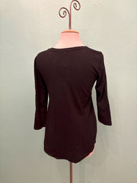 3/4 SLEEVE TEE W/CURVE HEM-BLACK-MODODOC