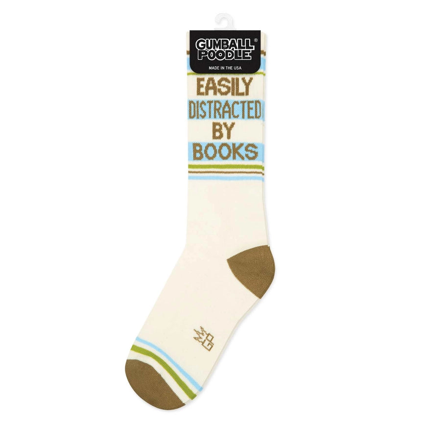 EASILY DISTRACTED BY BOOKS CREW SOCKS-GUMBALL POODLE