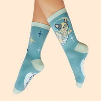 FRENCHIE IN SPACE ANKLE SOCKS-POWDER