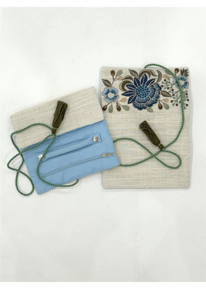EMBROIDERED JEWELRY ROLL-BLUE FLORAL-CIENNA