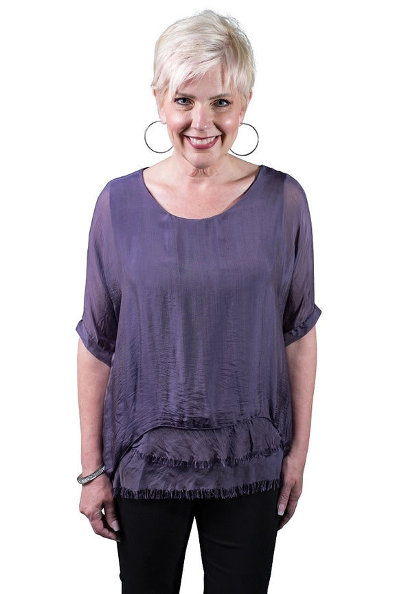 ADRIANA SILK DOUBLE RAW EDGE TOP-ONE SIZE-TEES BY TINA