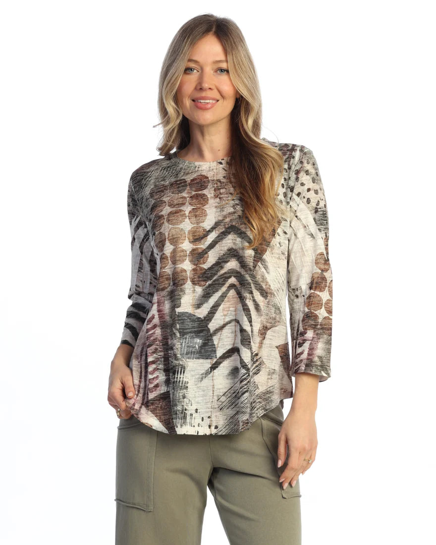 NOMADIC 3/4 SLEEVE ROUND HEM-JESS AND JANE