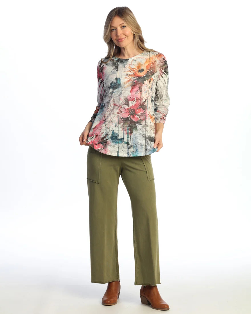 WALLFLOWER 3/4 SLEEVE ROUND HEM-JESS AND JANE