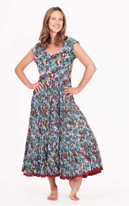 BLUE PINK FLORAL-AMBER DRESS-NILA RUBIA
