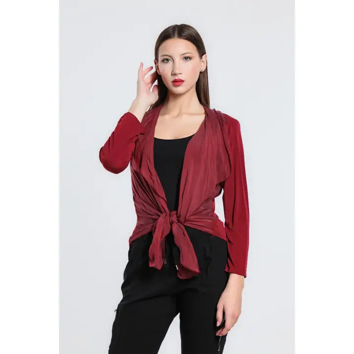 ANSLEY SILK FRONT TIE WRAP-ONE SIZE-TEES BY TINA