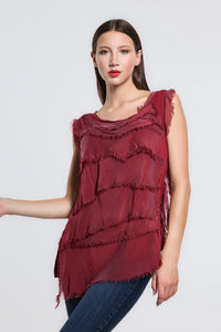 ARIANNA SILK RUFFLE TOP-ONE SIZE-TEES BY TINA