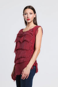 ARIANNA SILK RUFFLE TOP-ONE SIZE-TEES BY TINA
