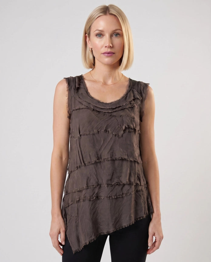ARIANNA SILK RUFFLE TOP-ONE SIZE-TEES BY TINA