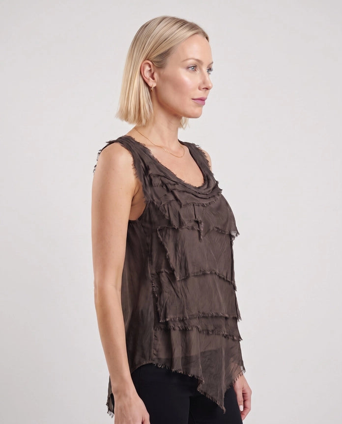 ARIANNA SILK RUFFLE TOP-ONE SIZE-TEES BY TINA