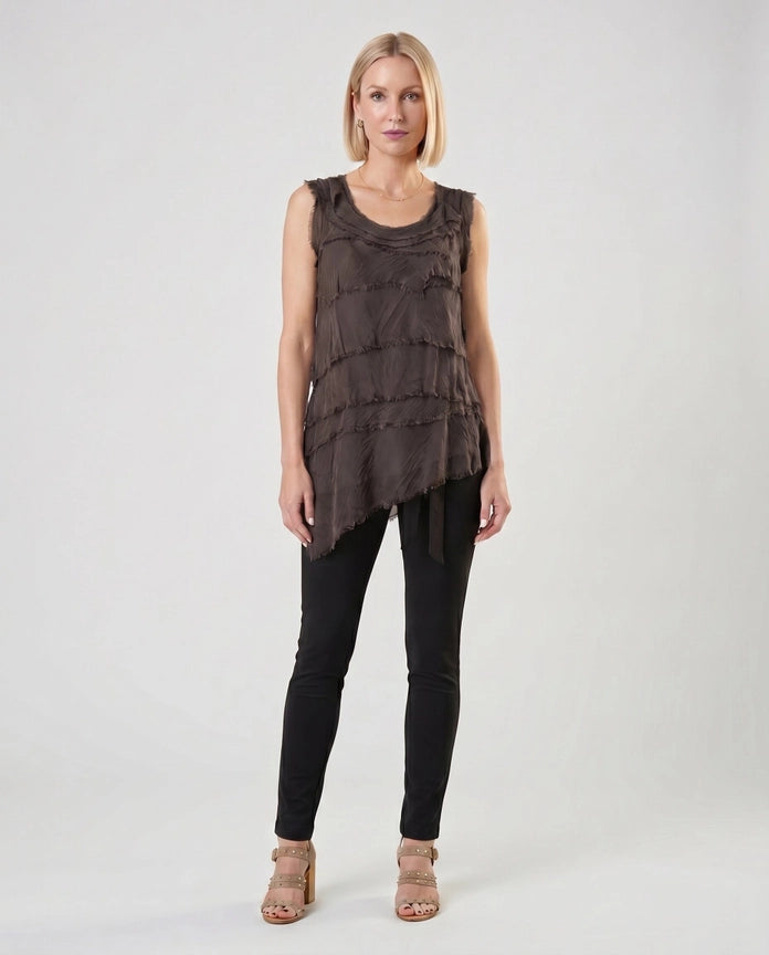 ARIANNA SILK RUFFLE TOP-ONE SIZE-TEES BY TINA