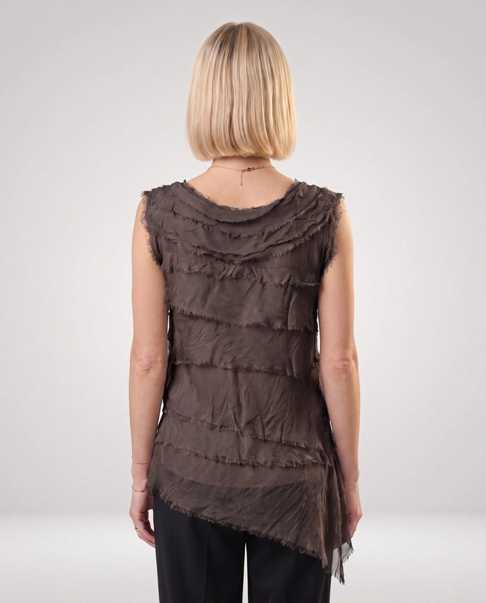 ARIANNA SILK RUFFLE TOP-ONE SIZE-TEES BY TINA