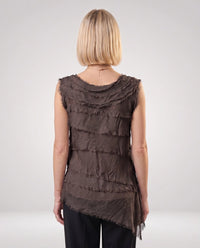 ARIANNA SILK RUFFLE TOP-ONE SIZE-TEES BY TINA