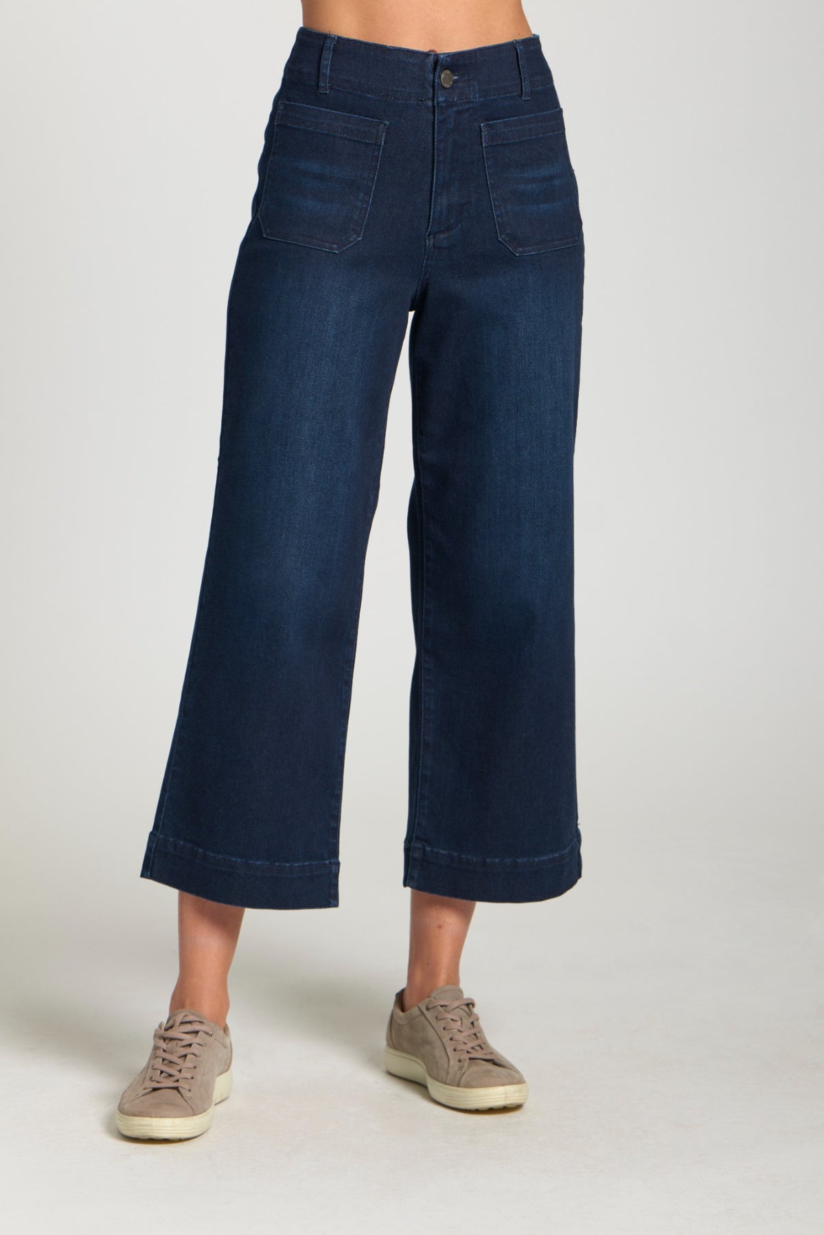 CROP WIDE LEG PATCH POCKET PANT-DARK INDIGO-APNY