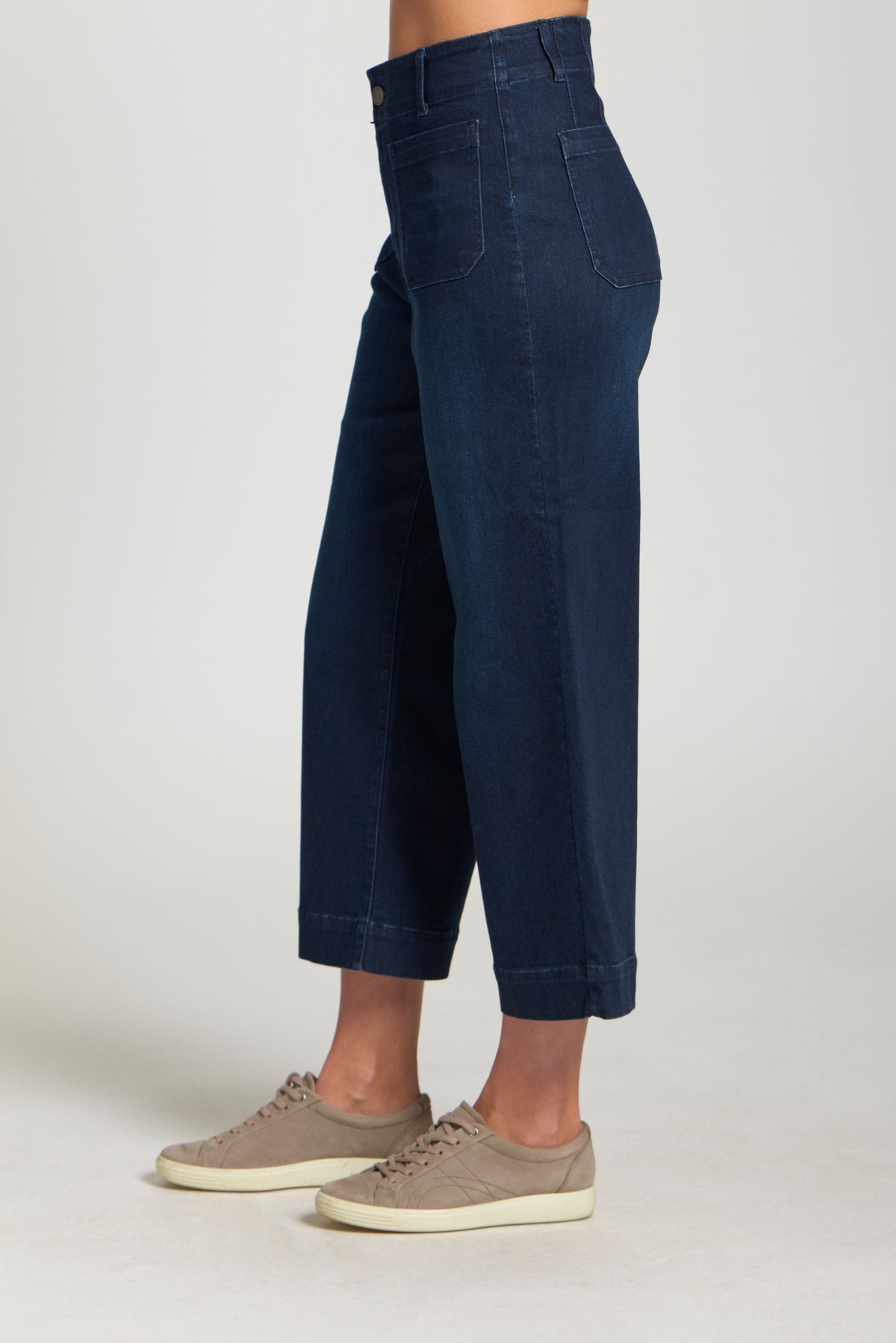 CROP WIDE LEG PATCH POCKET PANT-DARK INDIGO-APNY