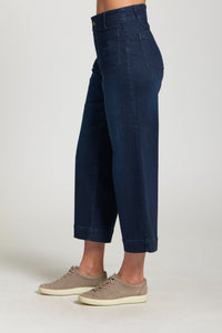 CROP WIDE LEG PATCH POCKET PANT-DARK INDIGO-APNY