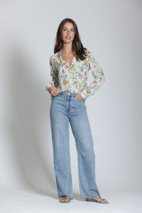WILDFLOWERS PRINT BUTTONDOWN BLOUSE-APNY