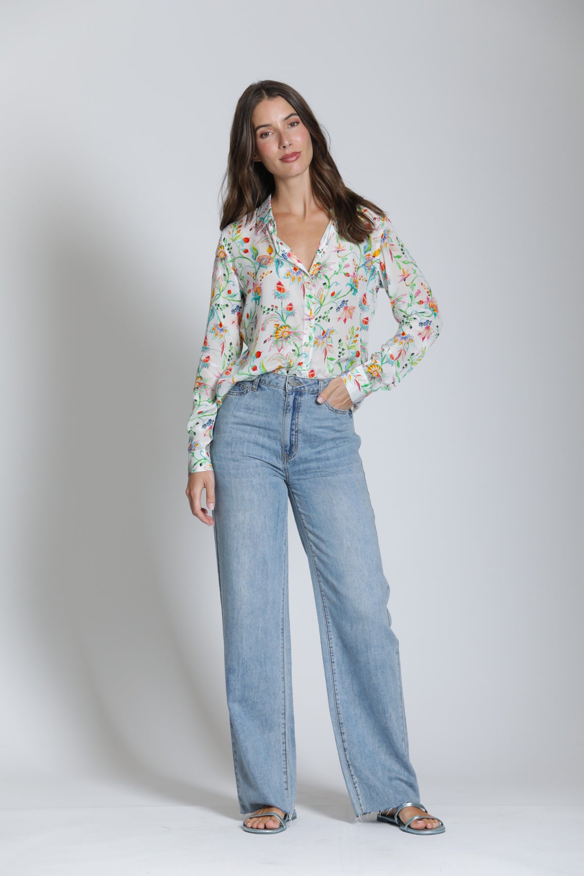WILDFLOWERS PRINT BUTTONDOWN BLOUSE-APNY