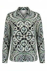 MANDALA TEAL PRINT BUTTONDOWN BLOUSE-APNY