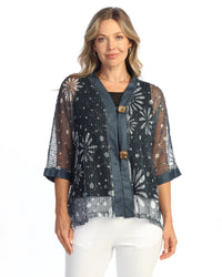 EVANGELINE COTTON MESH CARDIGAN W/ BUTTON DETAIL-JESS AND JANE