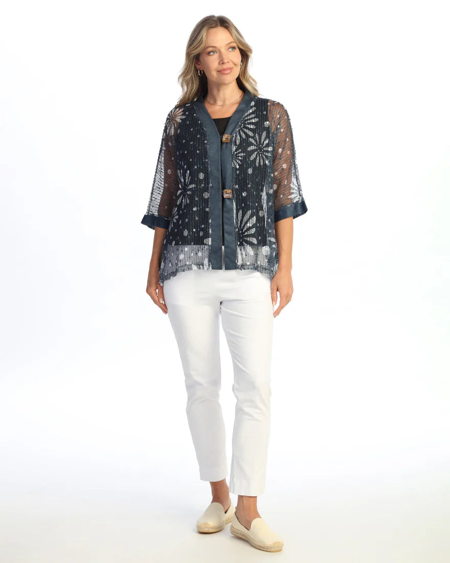 EVANGELINE COTTON MESH CARDIGAN W/ BUTTON DETAIL-JESS AND JANE