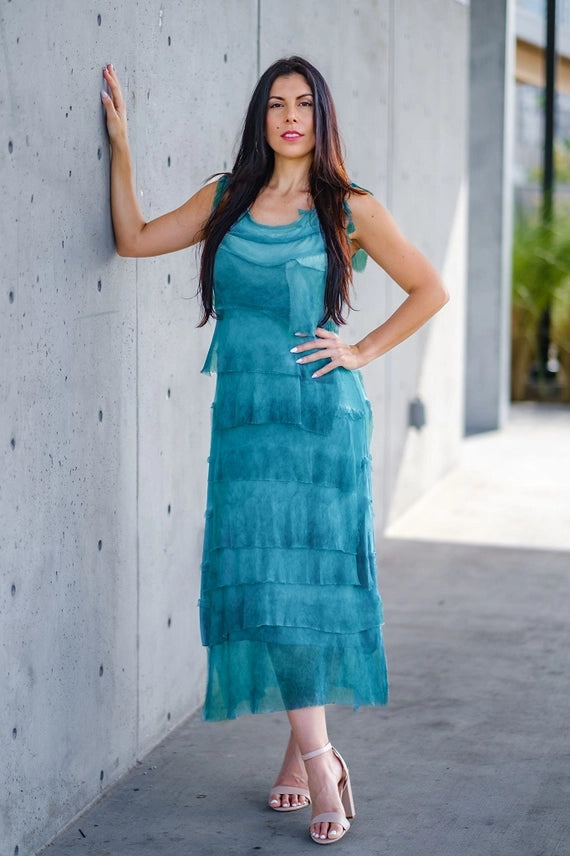 ALEENA SILK MAXI DRESS-ONE SIZE-TEES BY TINA