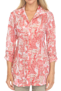 CORAL MOSAIC-SELENA SHIRT-CARINE APPAREL