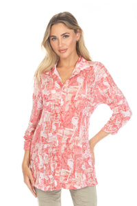 CORAL MOSAIC-SELENA SHIRT-CARINE APPAREL