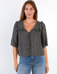 JULIET SHIRT-GREY PIN STRIPES-BILLY T