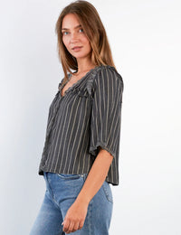 JULIET SHIRT-GREY PIN STRIPES-BILLY T