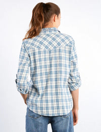 OVER THE MOON FLANNEL SHIRT-BLUE COMBO-BILLY T