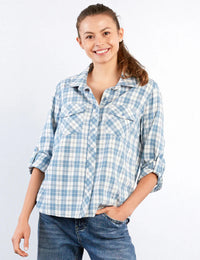 OVER THE MOON FLANNEL SHIRT-BLUE COMBO-BILLY T