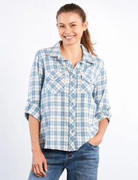 OVER THE MOON FLANNEL SHIRT-BLUE COMBO-BILLY T