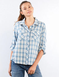 OVER THE MOON FLANNEL SHIRT-BLUE COMBO-BILLY T