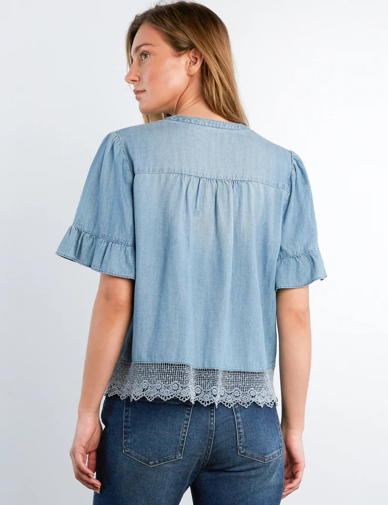 CAFE PLEATS TOP-PURE DENIM-BILLY T