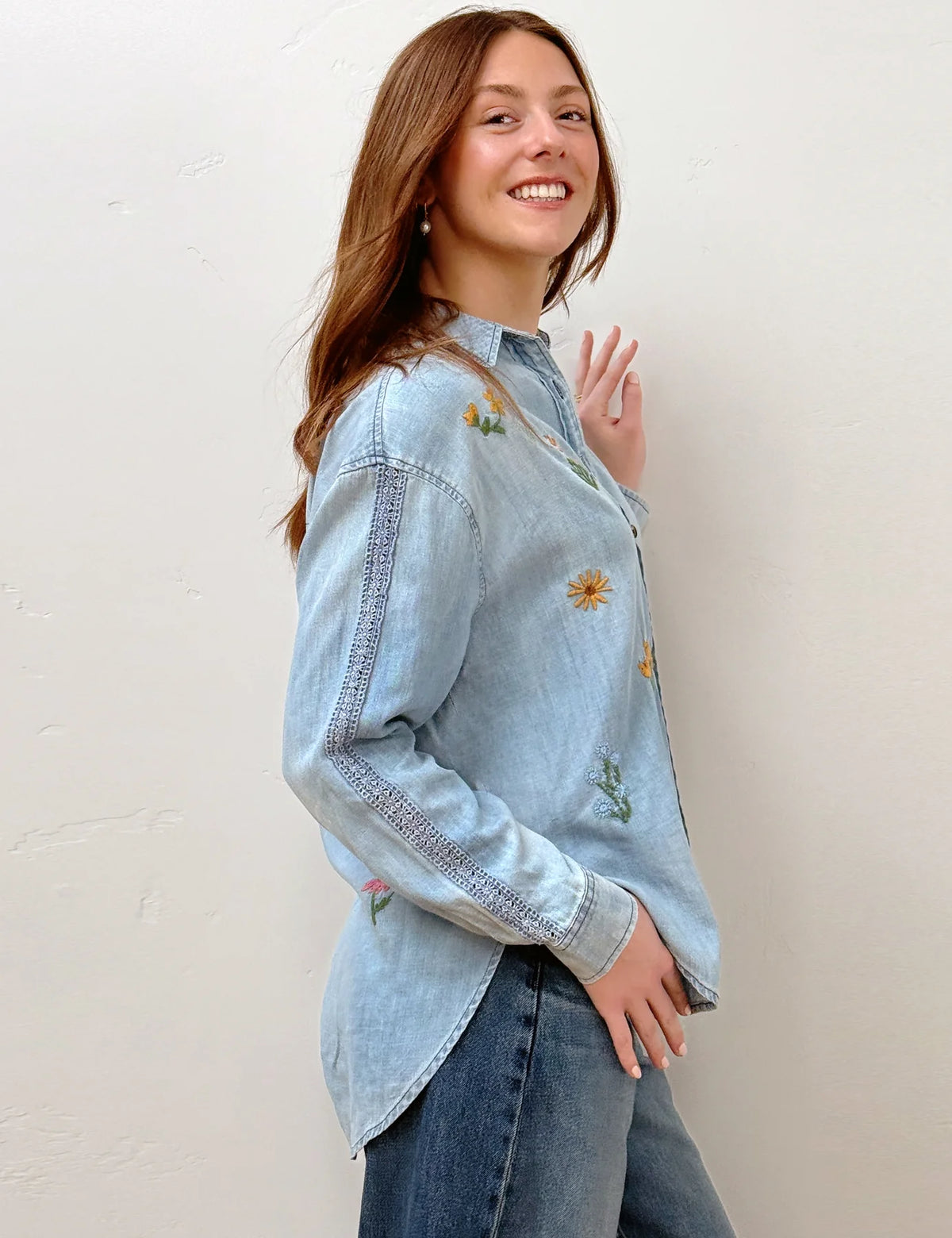 WILD BLOSSOM EMBROIDERED SHIRT-PURE DENIM-BILLY T